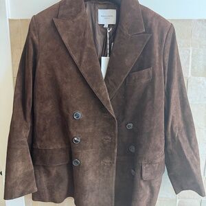 Alexa Chung x Madewell double breasted suede jacket